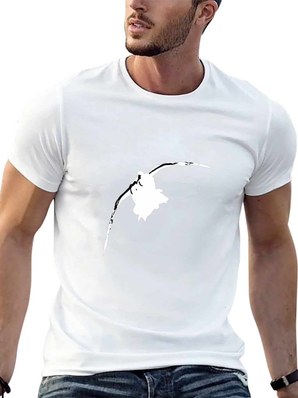 Black T-Shirt with White Bird Silhouette product image 7