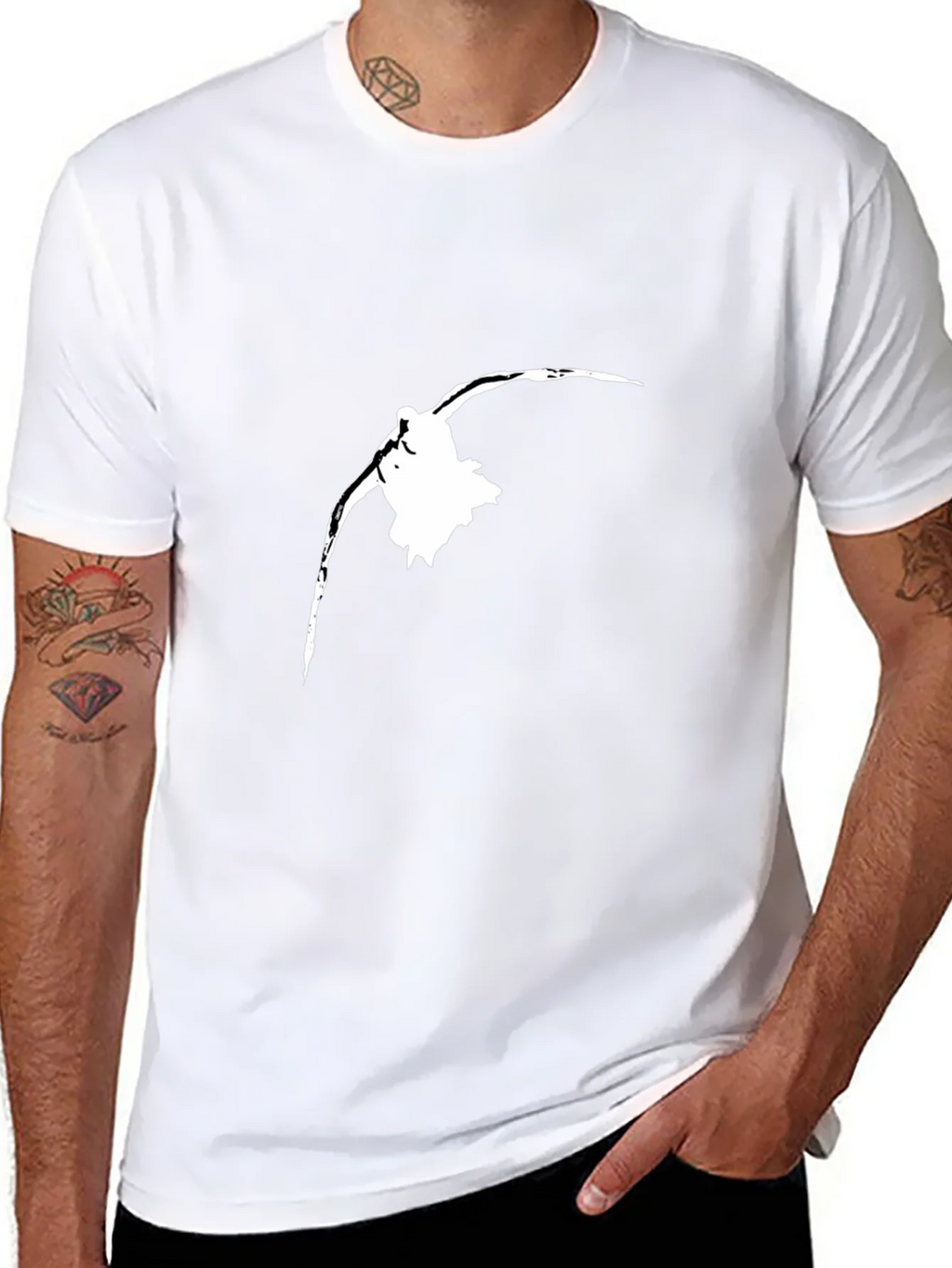 Black T-Shirt with White Bird Silhouette product image 4