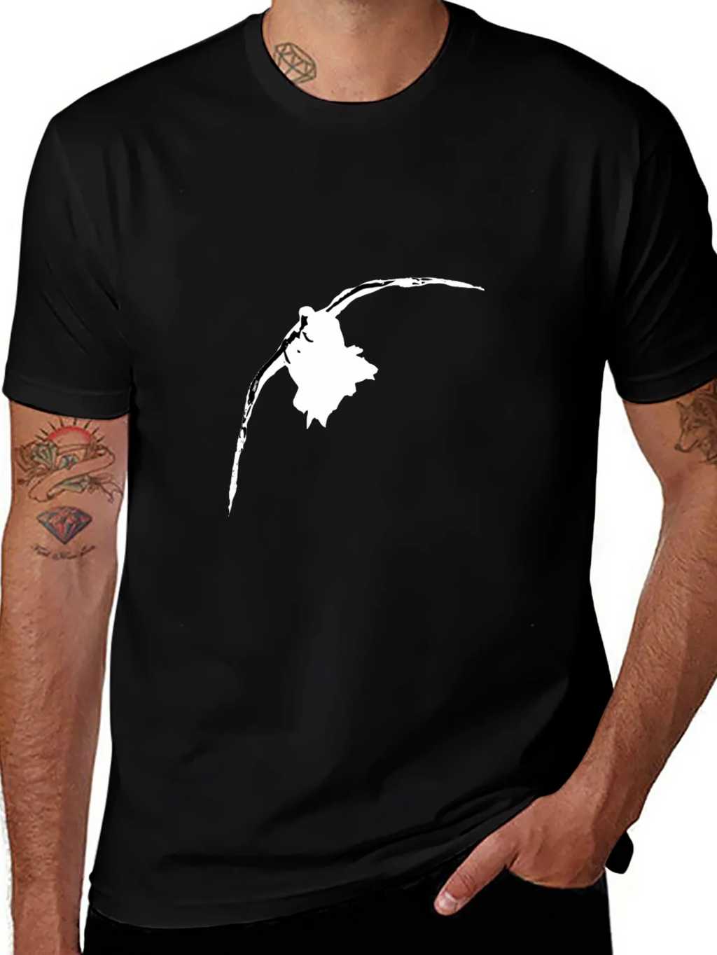 Black T-Shirt with White Bird Silhouette product image 1