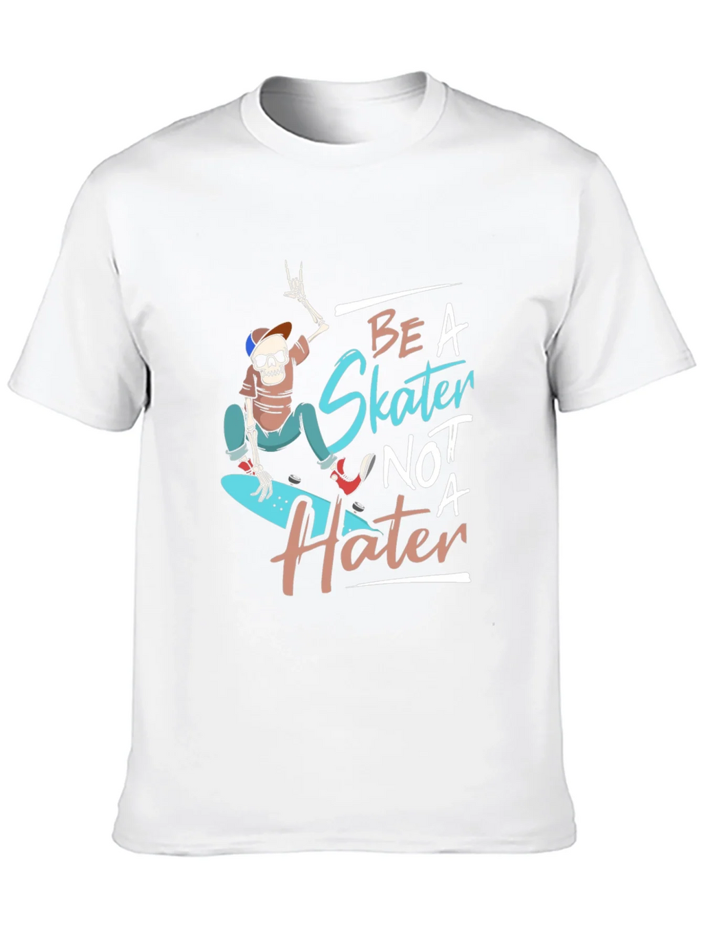 Be a Skater Not a Hater T-Shirt - Skateboarding Skeleton product image 9