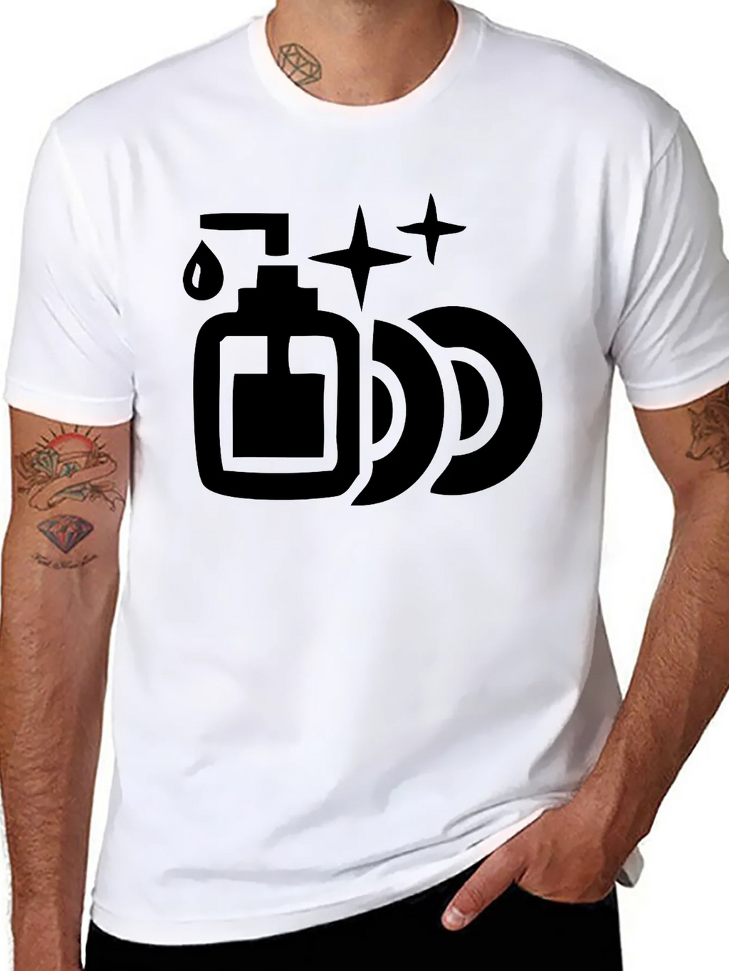 Dish Soap & Plates Graphic Tee - Cleaning Humor T-Shirt product image 7