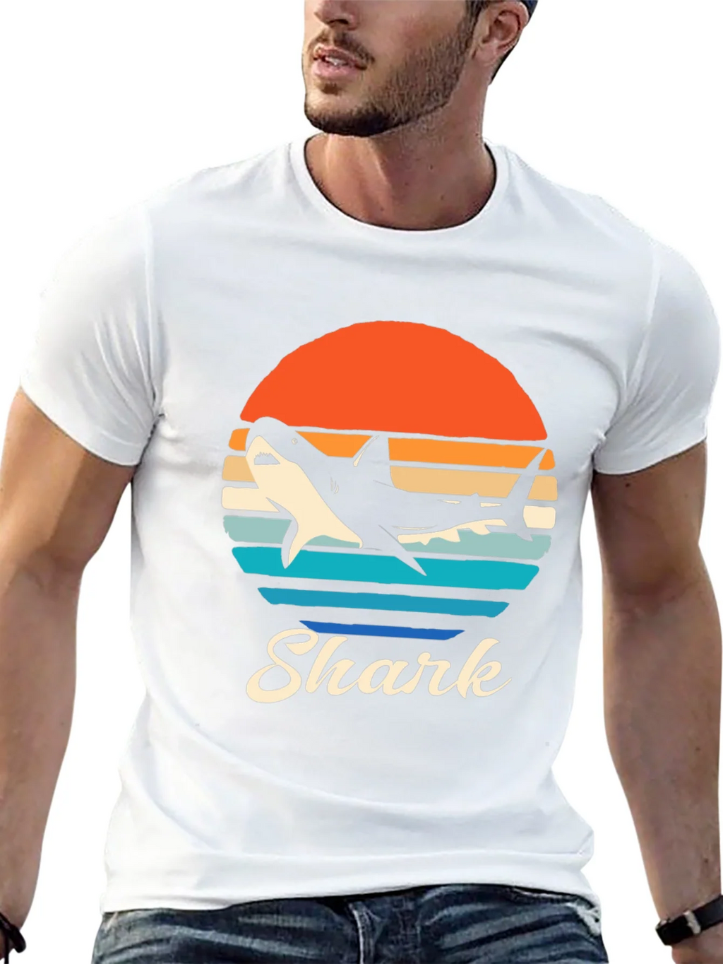 Retro Shark Graphic T-Shirt - Black product image 2