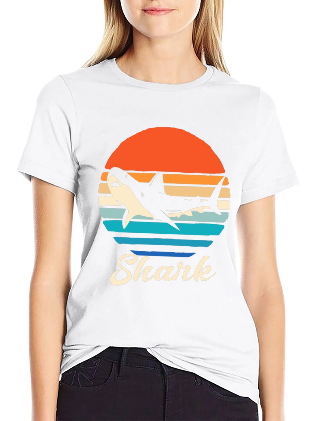 Retro Shark Graphic T-Shirt - Black product image 1
