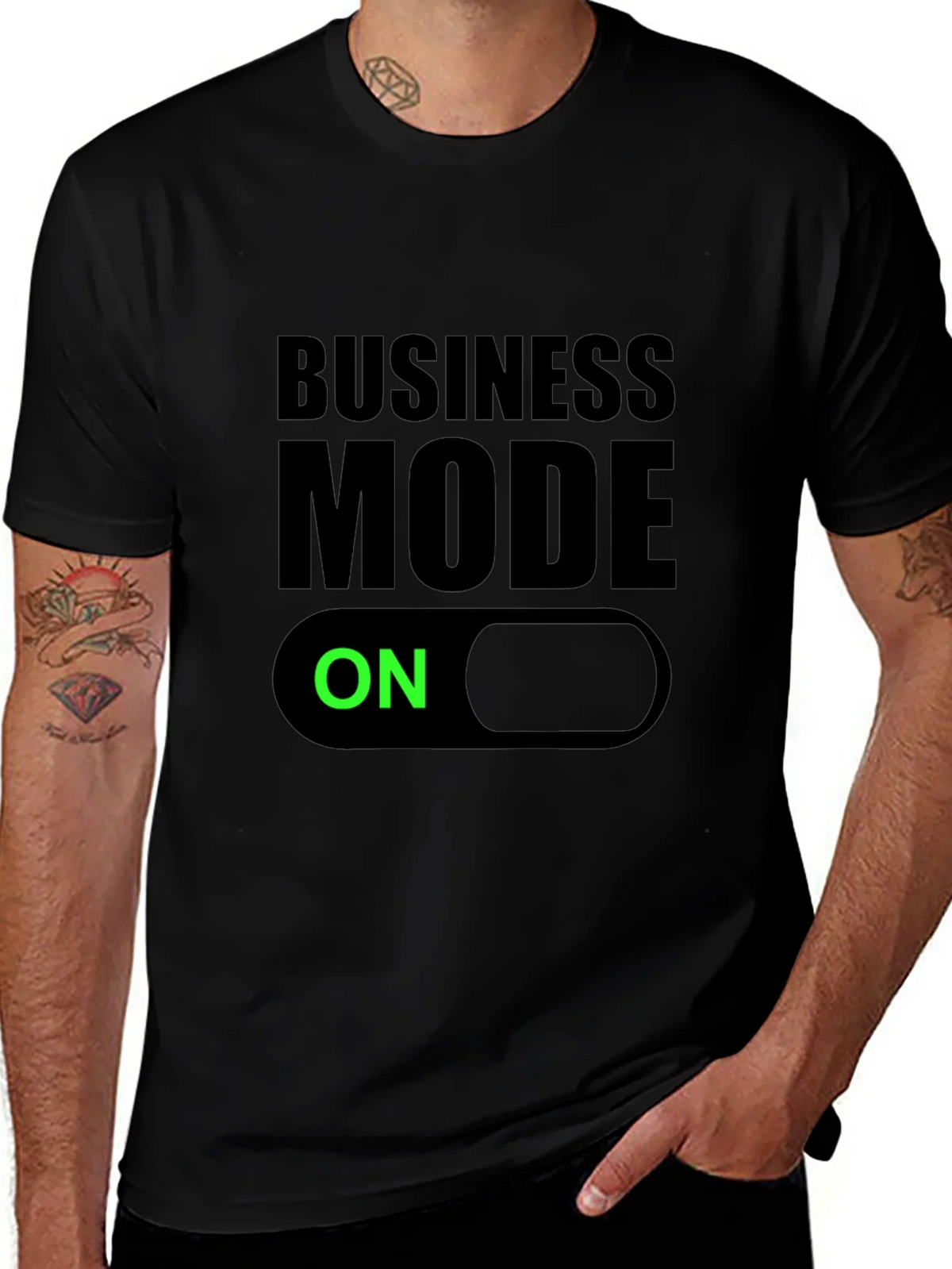 Business Mode On Black T-Shirt product image 1