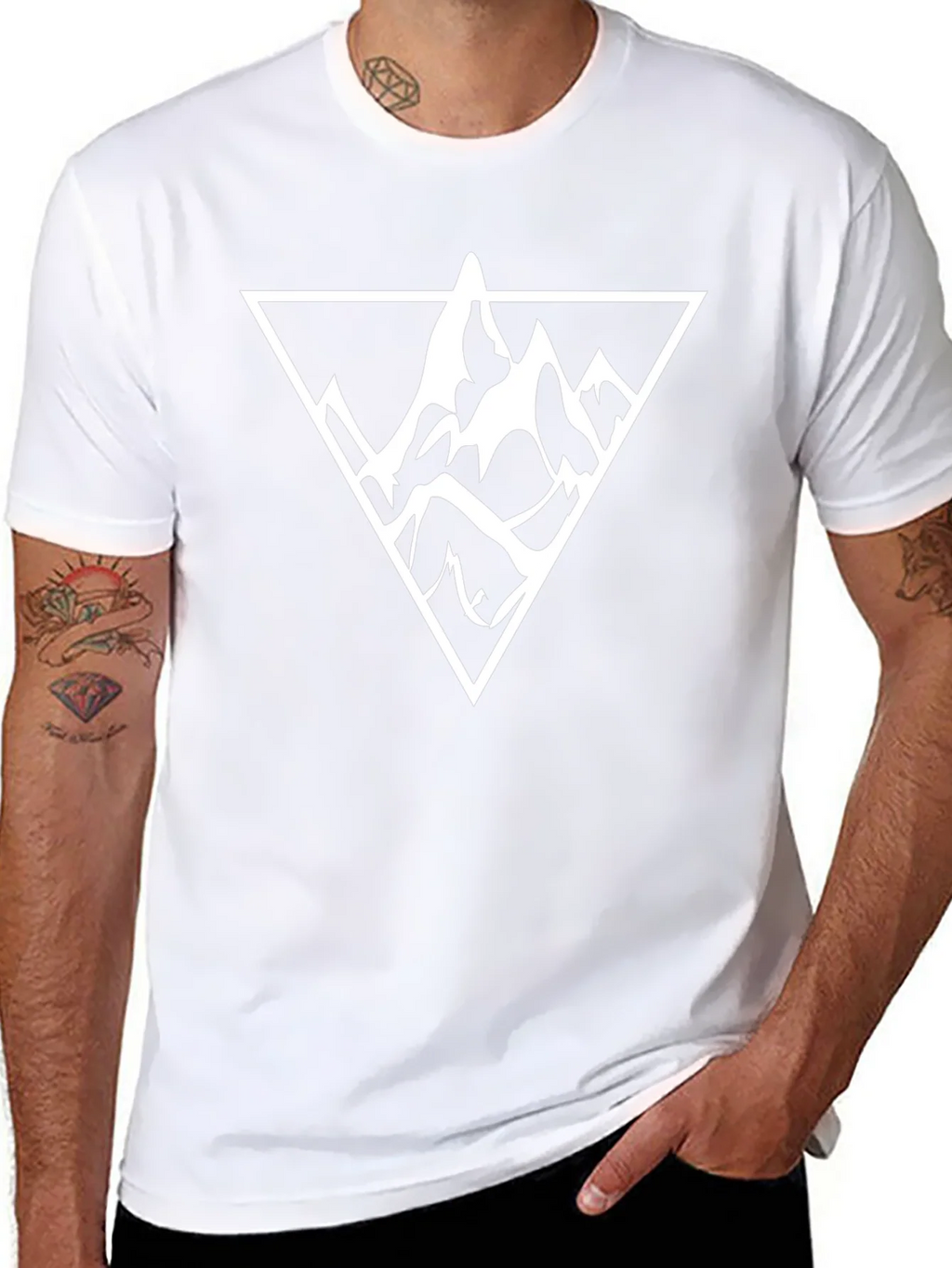 Mountain Triangle Graphic Tee - Black Cotton Casual Wear product image 7