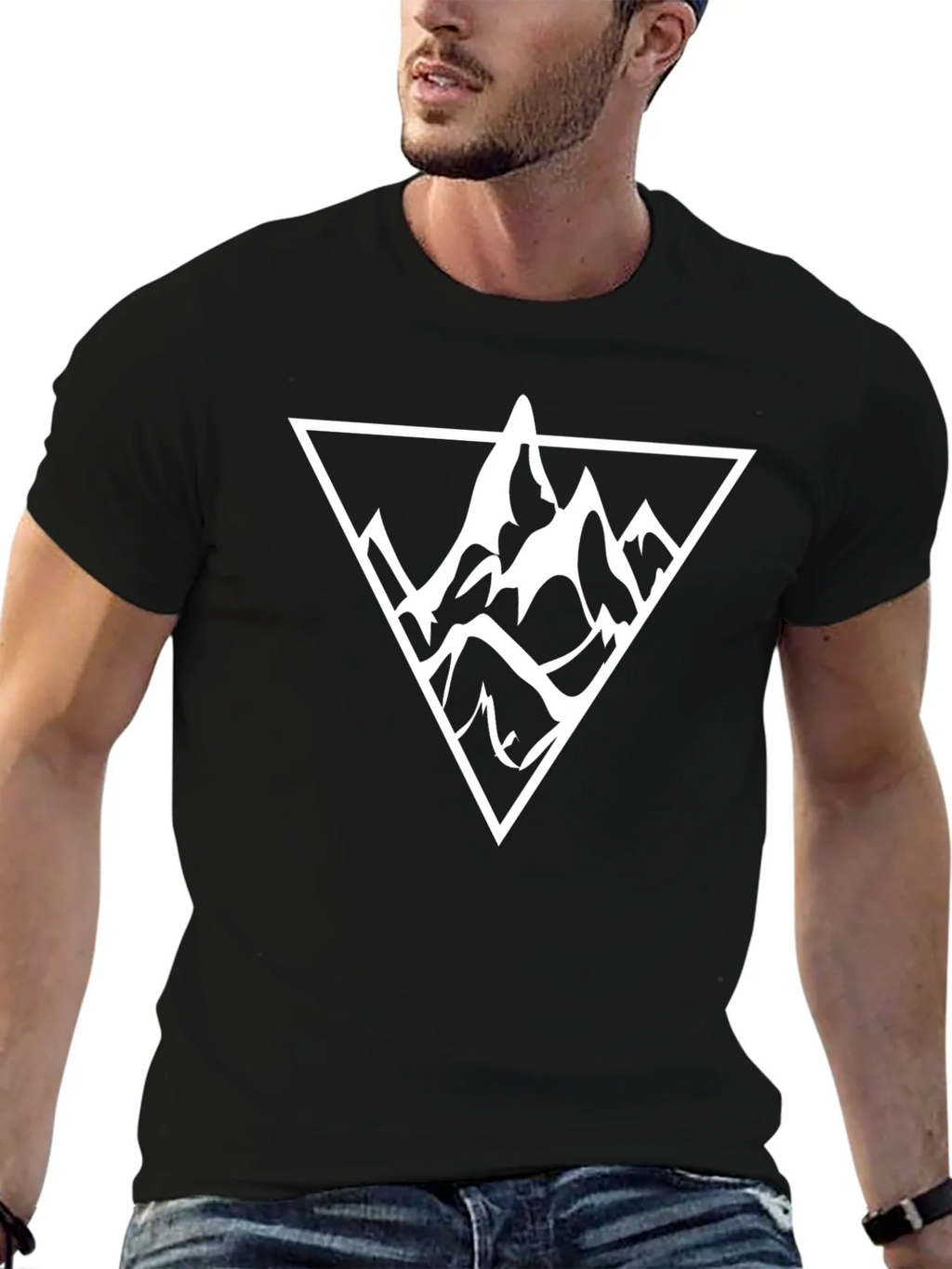 Mountain Triangle Graphic Tee - Black Cotton Casual Wear product image 6
