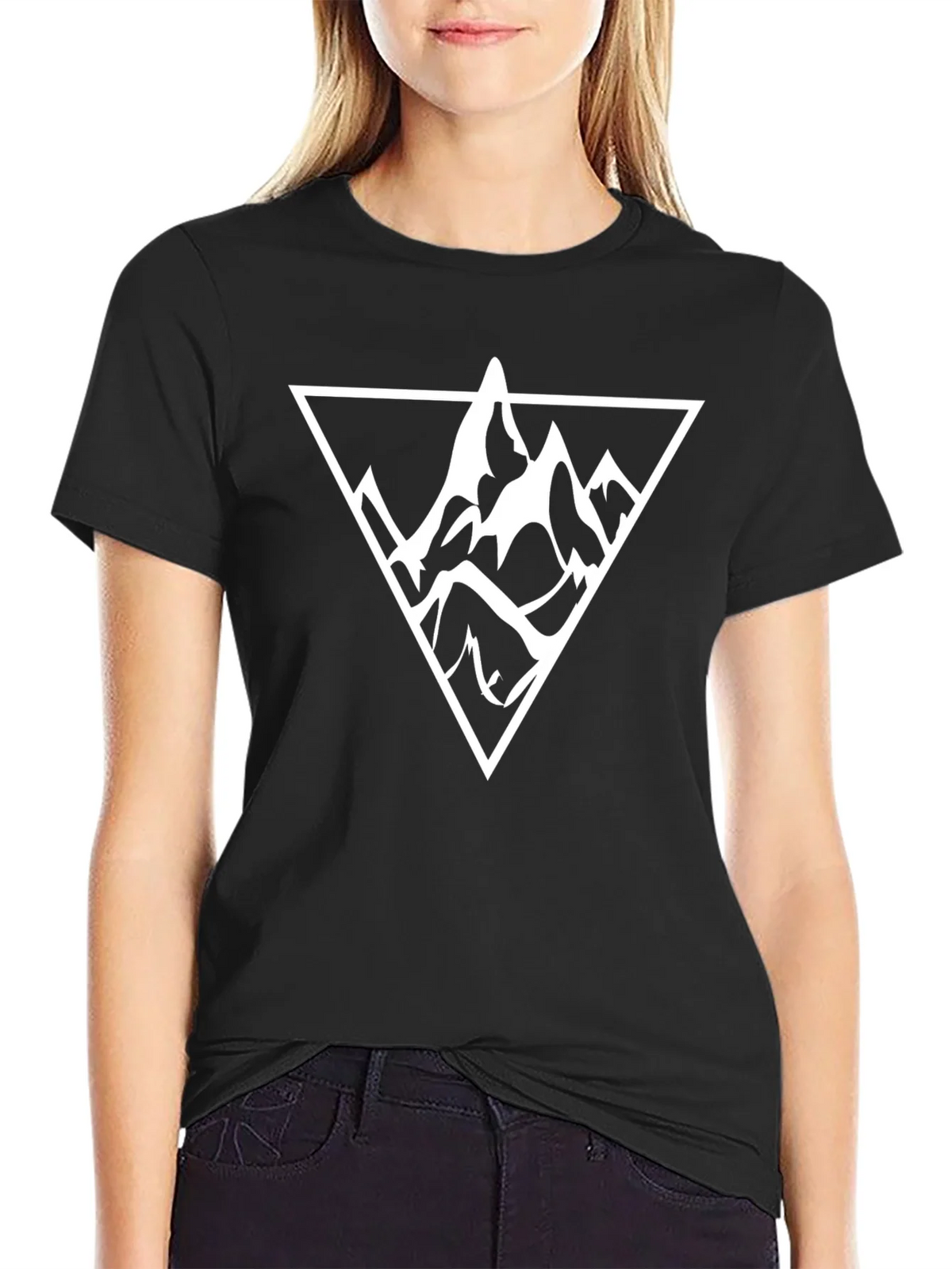 Mountain Triangle Graphic Tee - Black Cotton Casual Wear product image 2