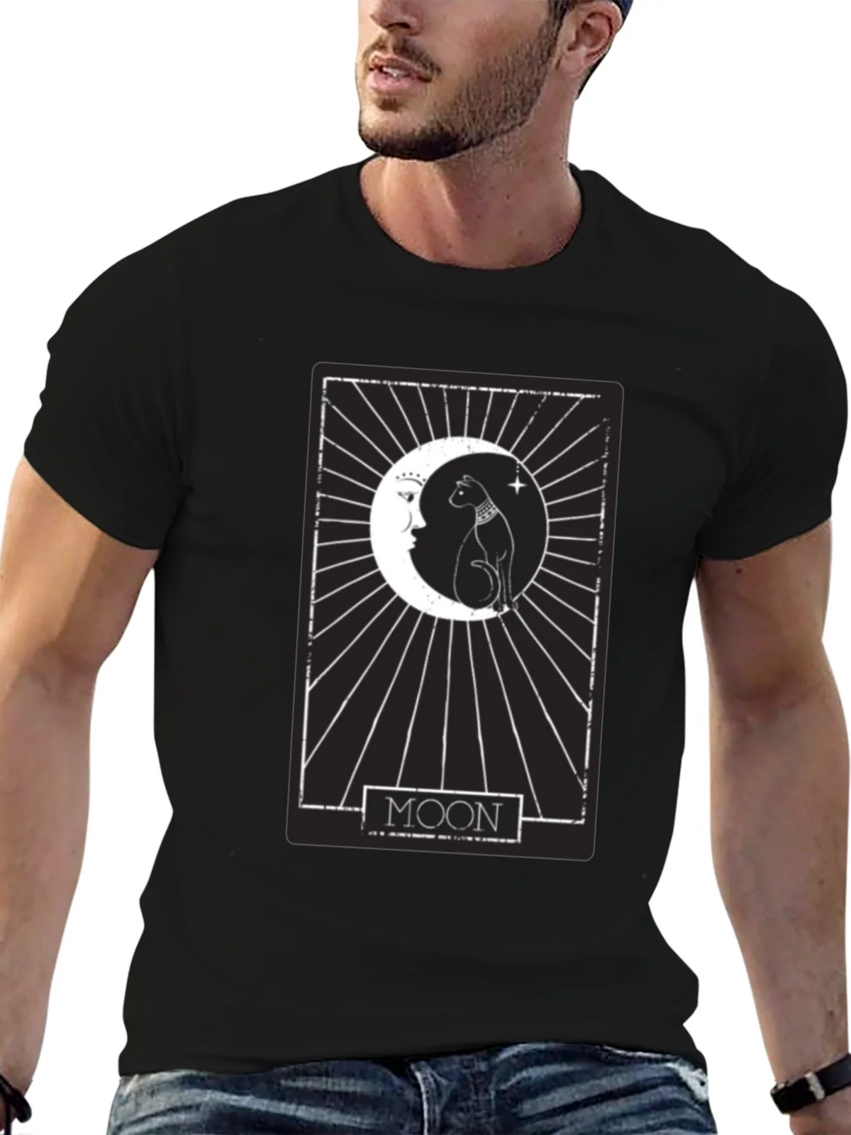 Moon Tarot Card Cat T-Shirt - Mystical Design product image 6