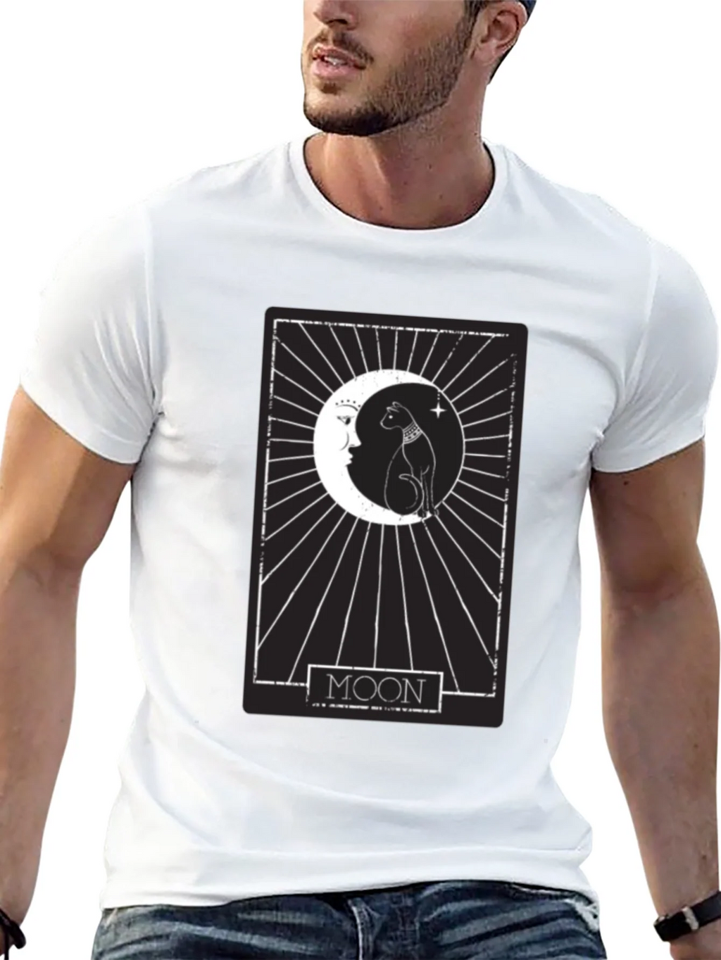 Moon Tarot Card Cat T-Shirt - Mystical Design product image 12