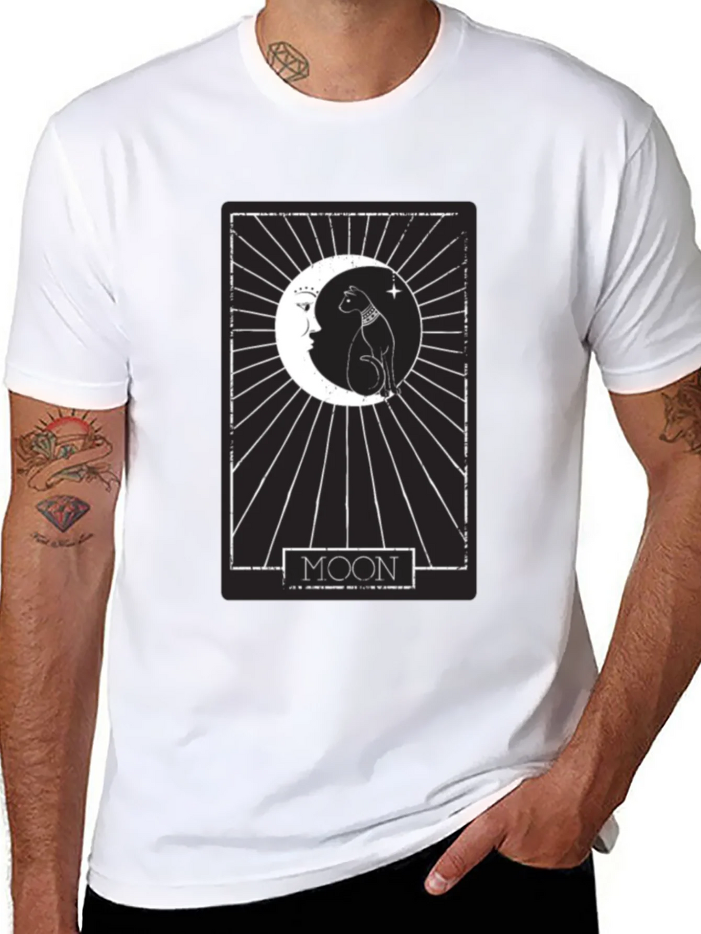 Moon Tarot Card Cat T-Shirt - Mystical Design product image 7