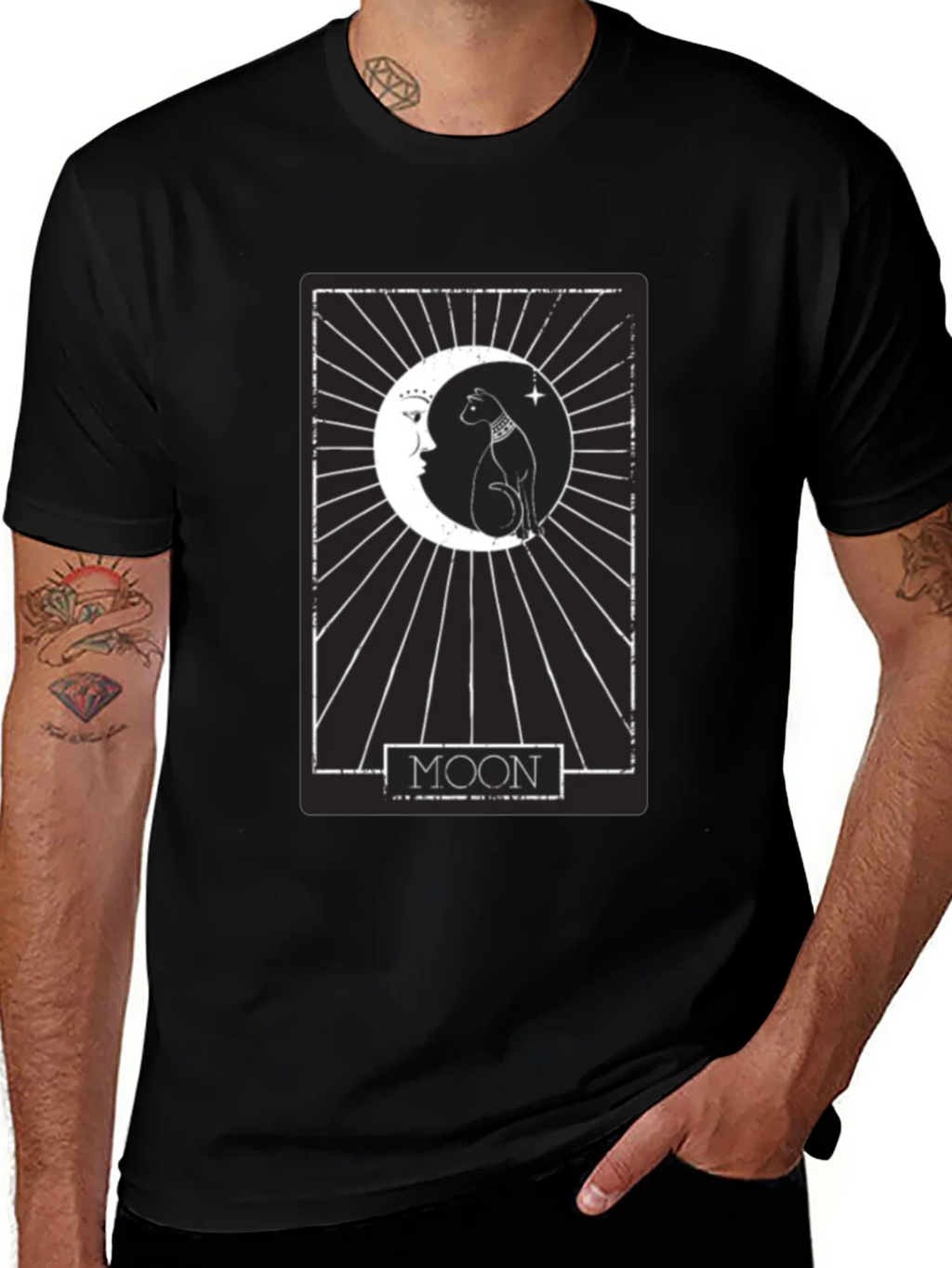Moon Tarot Card Cat T-Shirt - Mystical Design product image 1