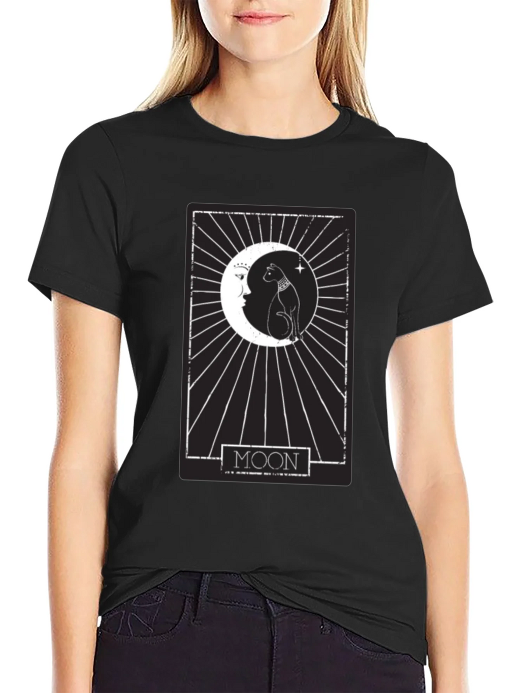 Moon Tarot Card Cat T-Shirt - Mystical Design product image 2