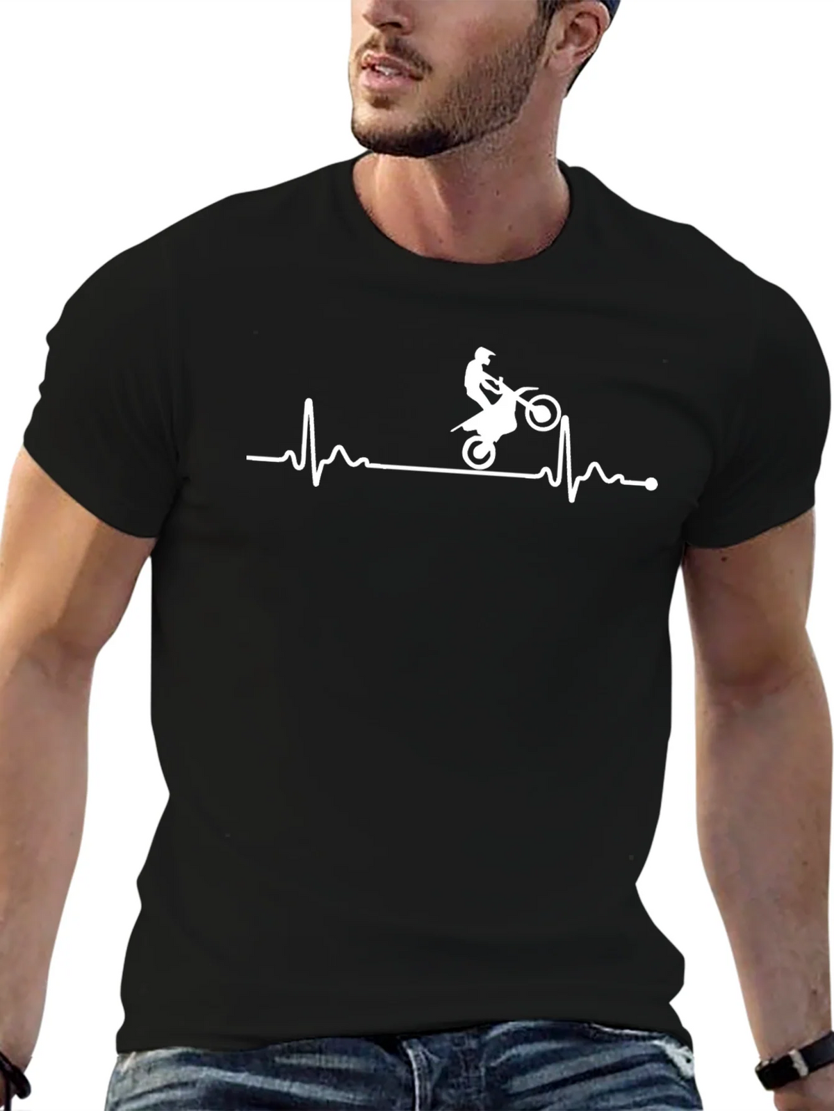 Motorcross Heartbeat Graphic Tee - Black product image 6