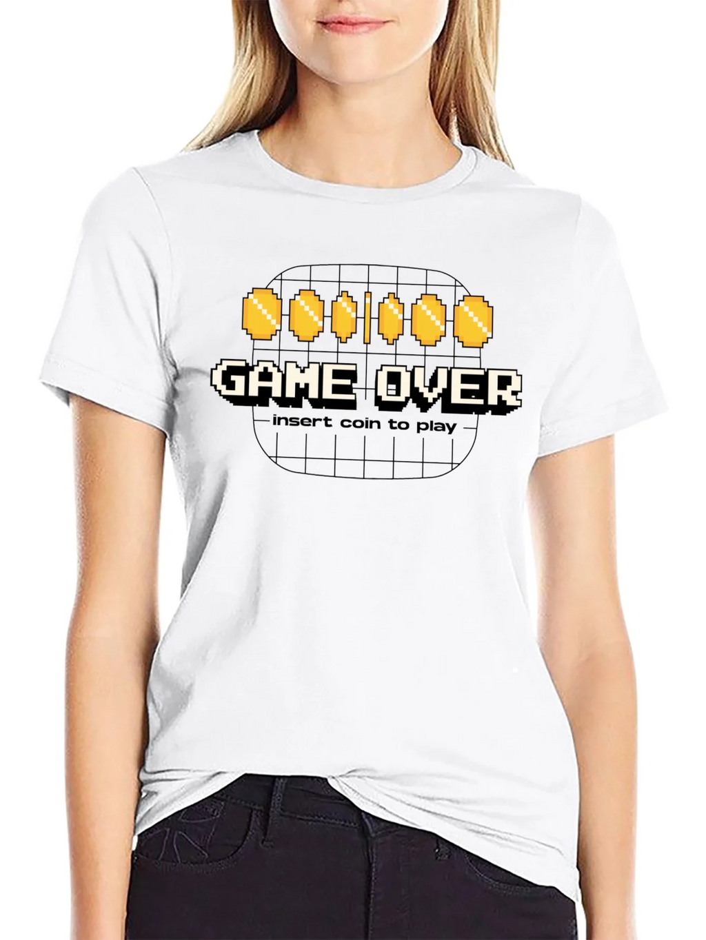 Game Over Insert Coin Black Graphic Tee product image 7