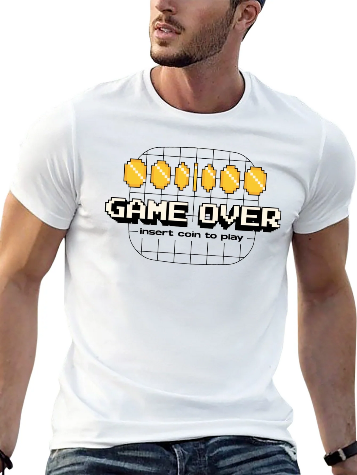 Game Over Insert Coin Black Graphic Tee product image 11