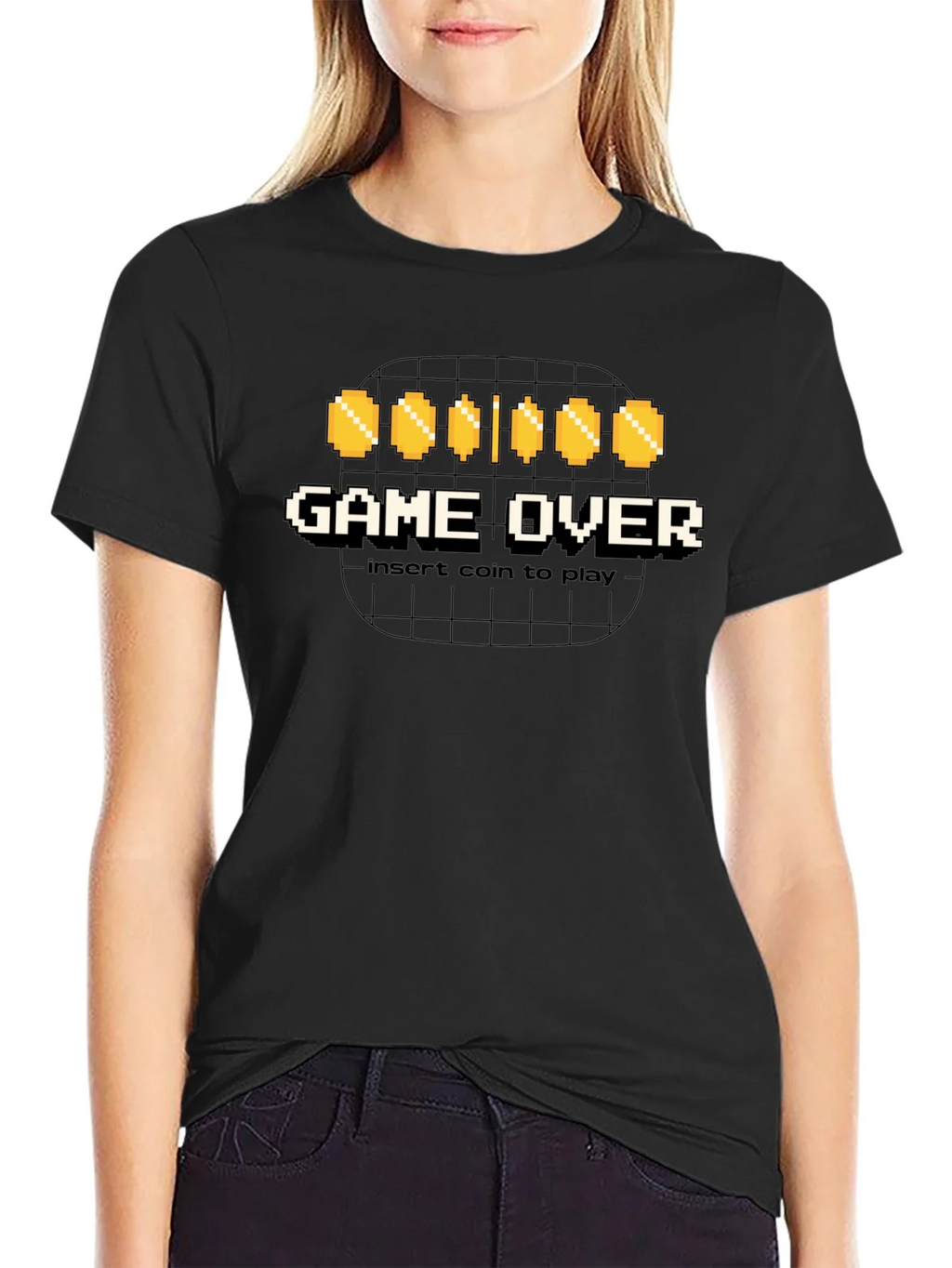 Game Over Insert Coin Black Graphic Tee product image 2