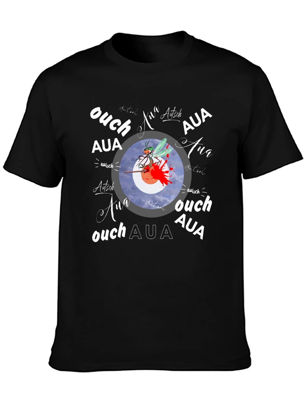 Ouch! Aua! Graphic Print Black T-Shirt product image 3