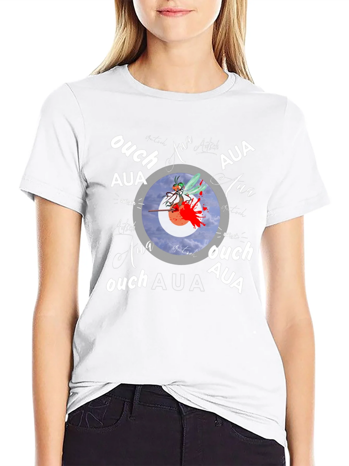 Ouch! Aua! Graphic Print Black T-Shirt product image 8