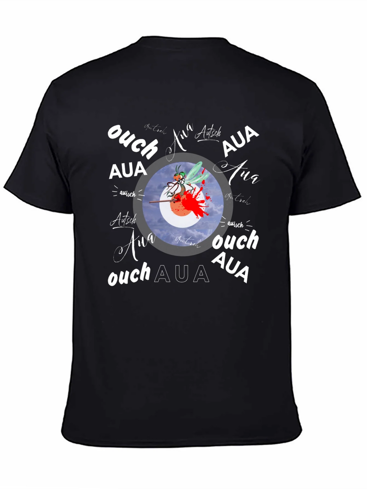 Ouch! Aua! Graphic Print Black T-Shirt product image 4