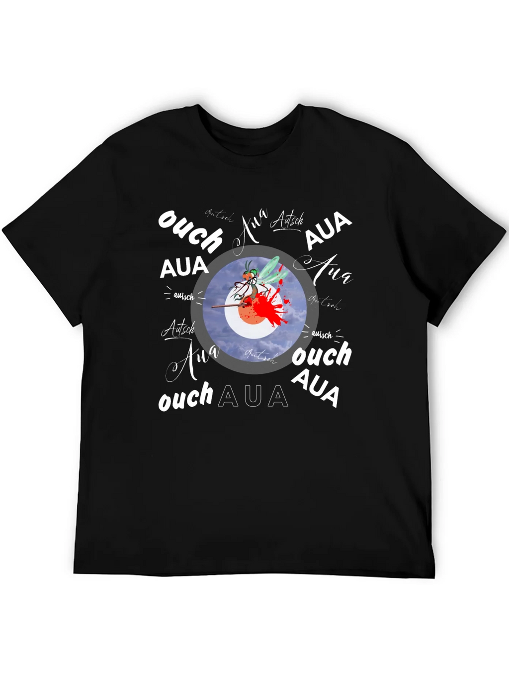 Ouch! Aua! Graphic Print Black T-Shirt product image 5