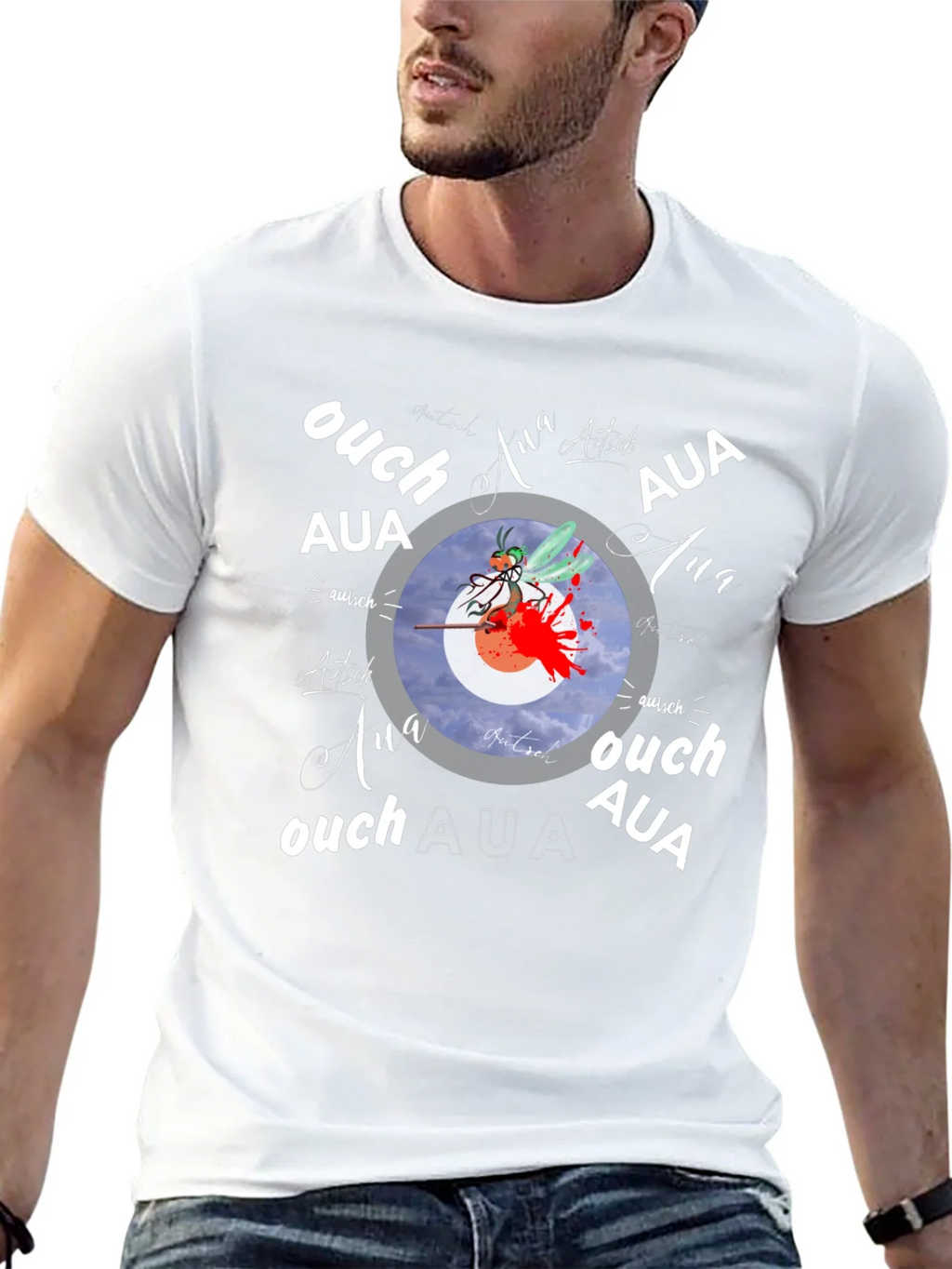 Ouch! Aua! Graphic Print Black T-Shirt product image 12