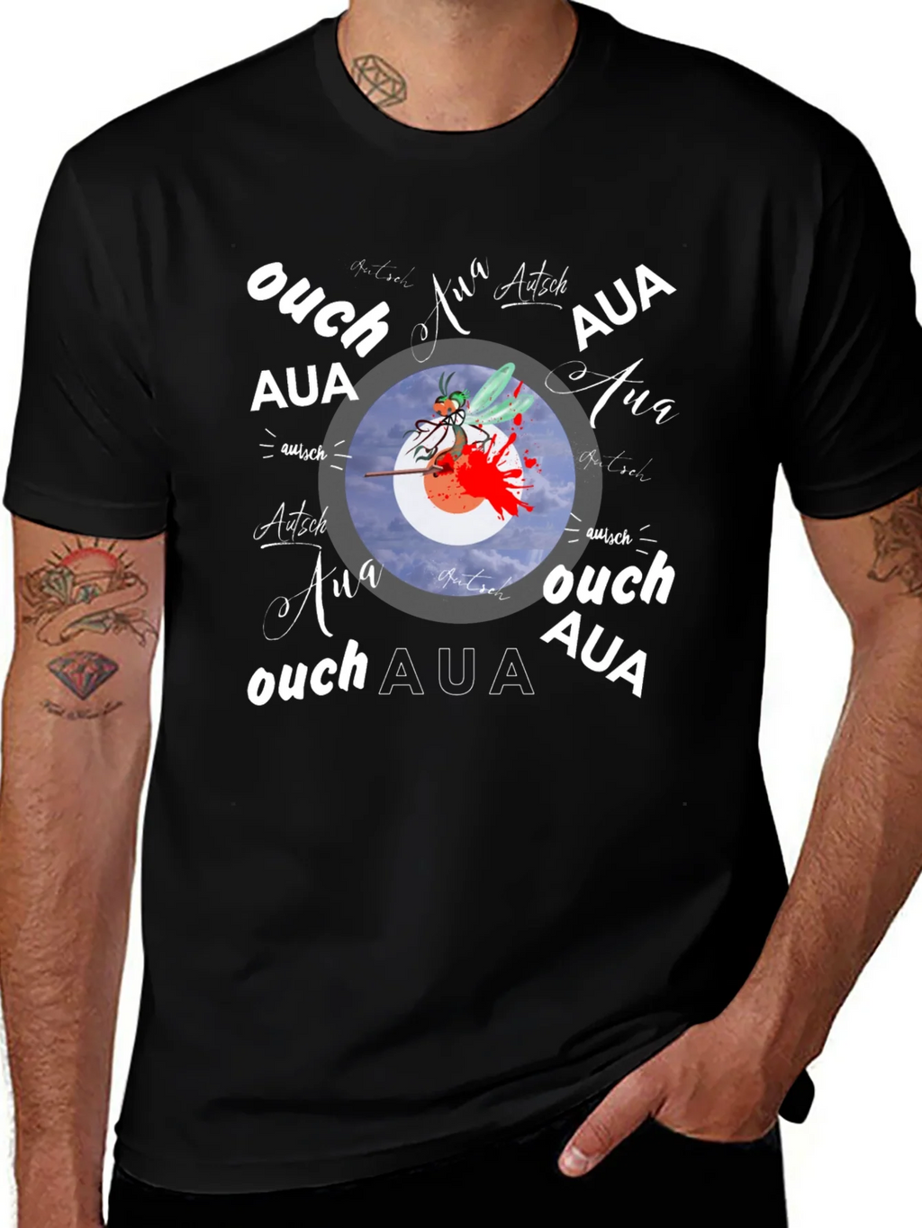Ouch! Aua! Graphic Print Black T-Shirt product image 1