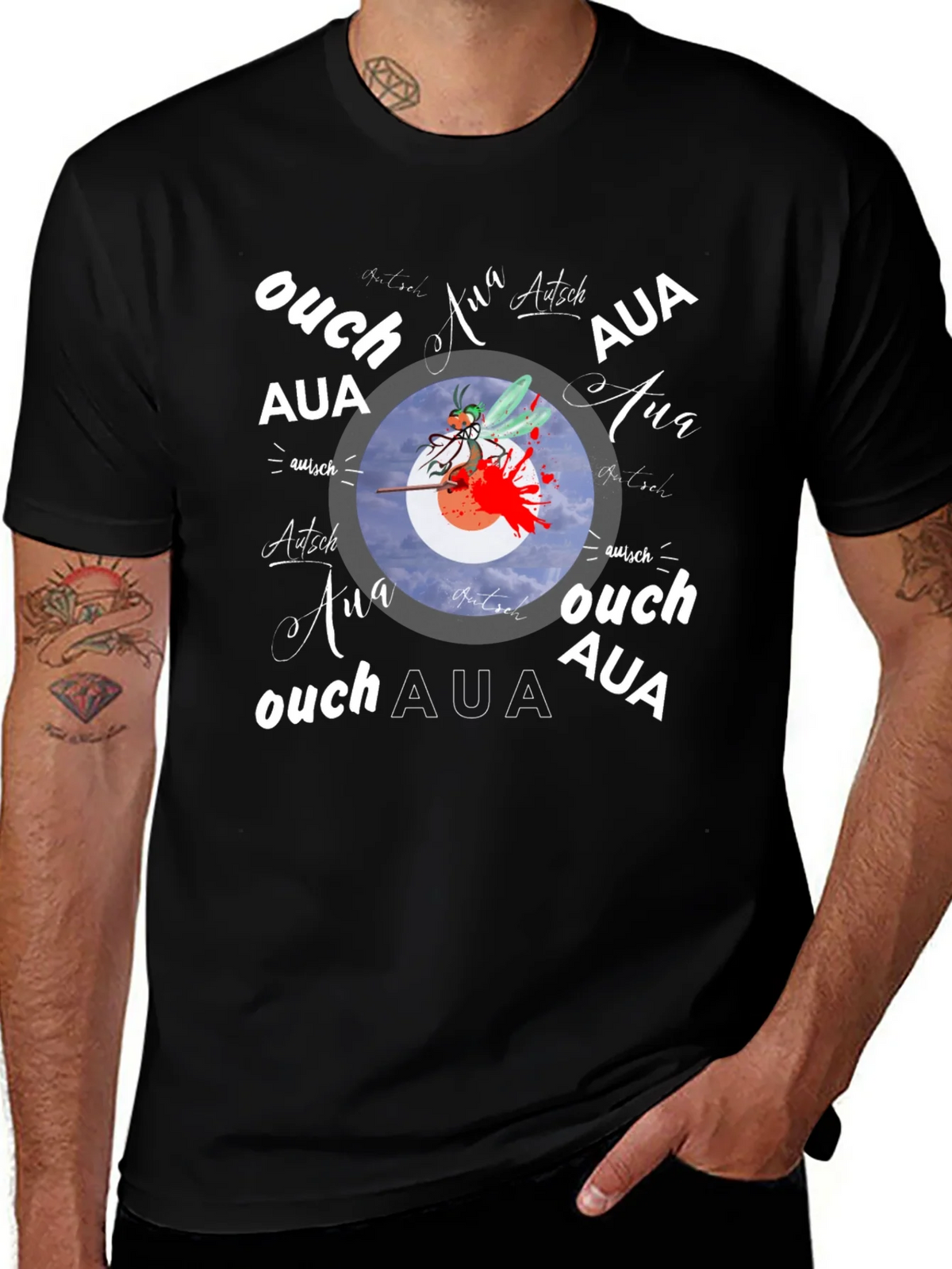 Ouch! Aua! Graphic Print Black T-Shirt product image 1