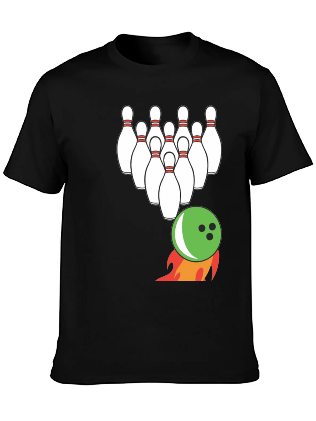 Bowling Strike T-Shirt: Flaming Ball & Pins Design product image 3