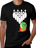 Bowling Strike T-Shirt: Flaming Ball & Pins Design product image 1