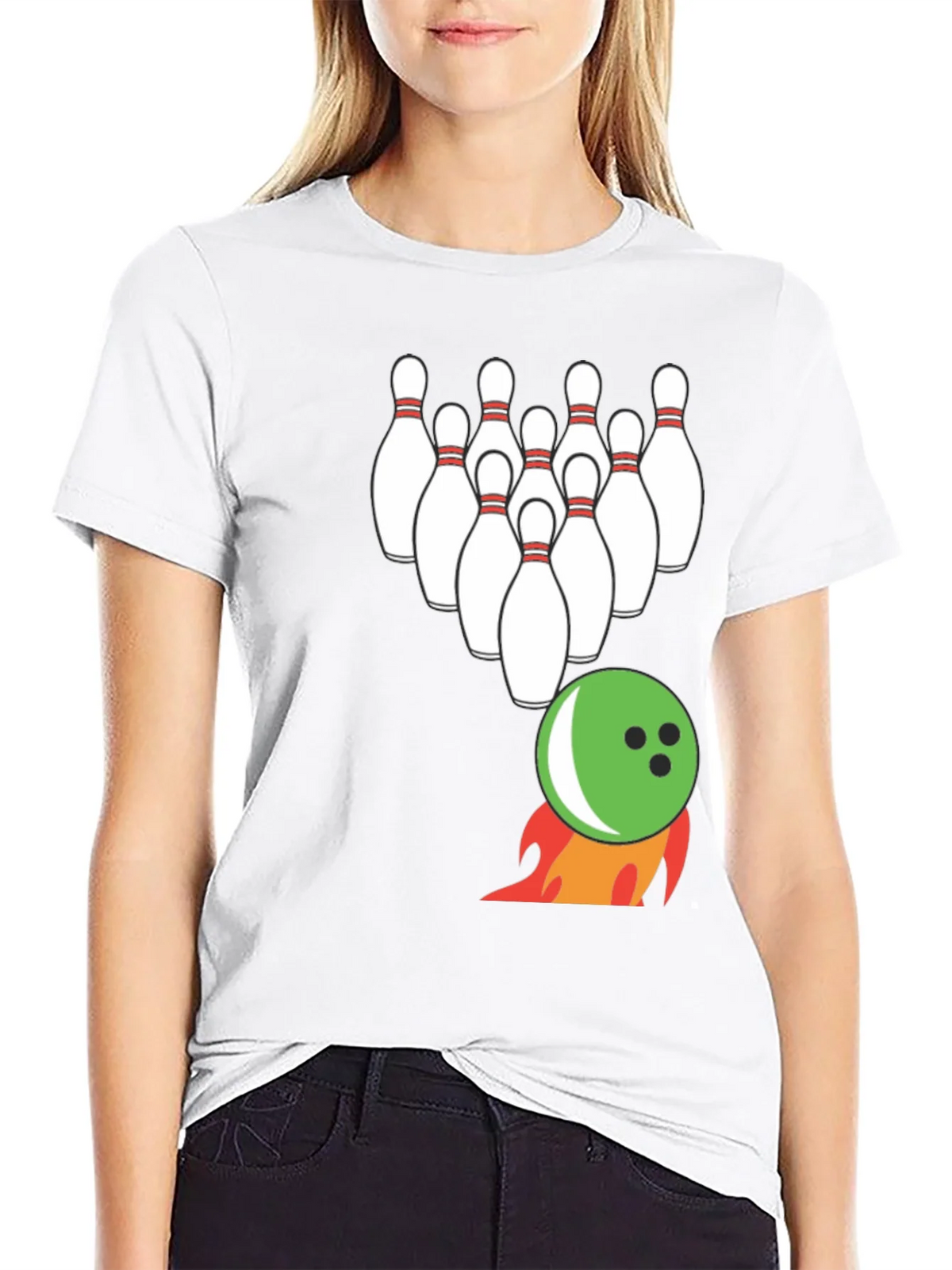 Bowling Strike T-Shirt: Flaming Ball & Pins Design product image 6