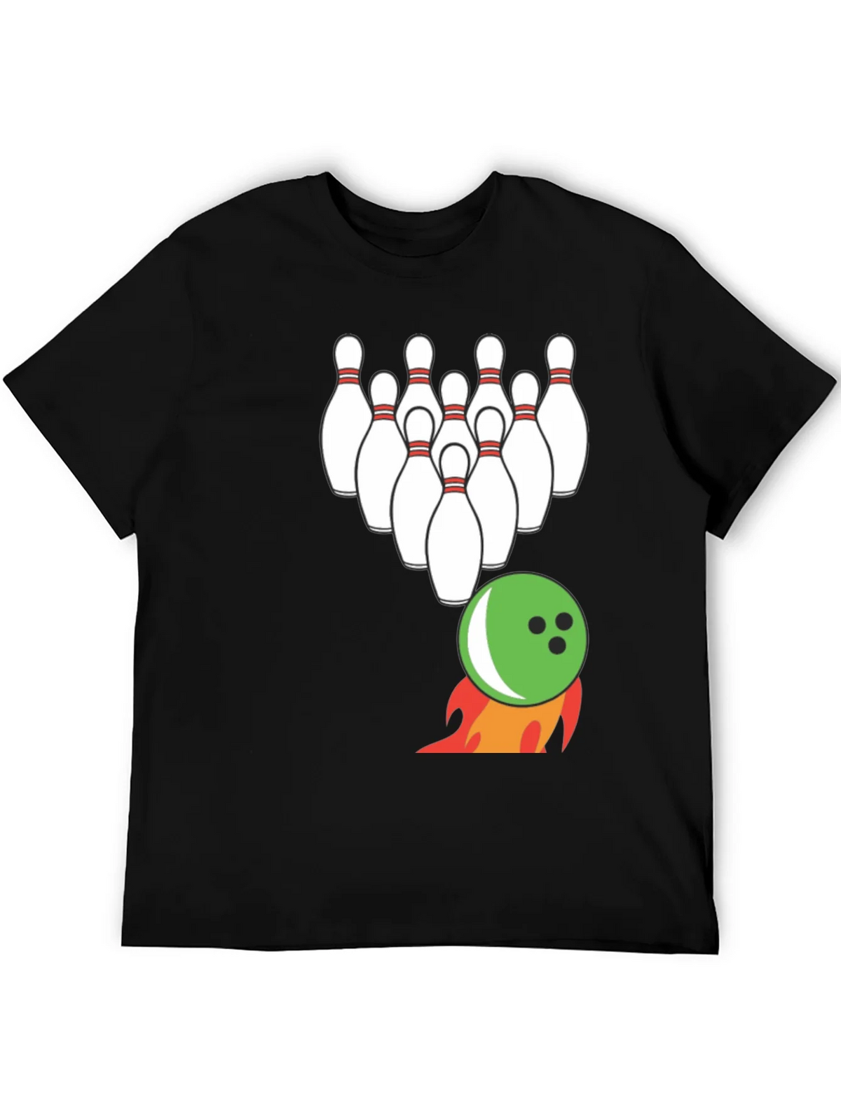 Bowling Strike T-Shirt: Flaming Ball & Pins Design product image 4