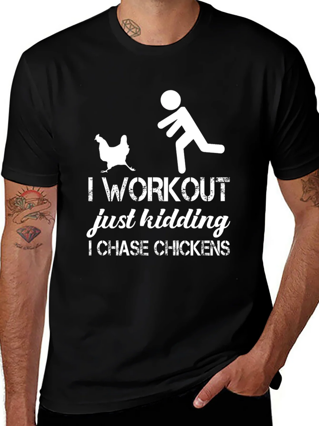 I Chase Chickens Graphic T-Shirt - Funny Workout Tee product image 1