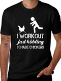 I Chase Chickens Graphic T-Shirt - Funny Workout Tee product image 1
