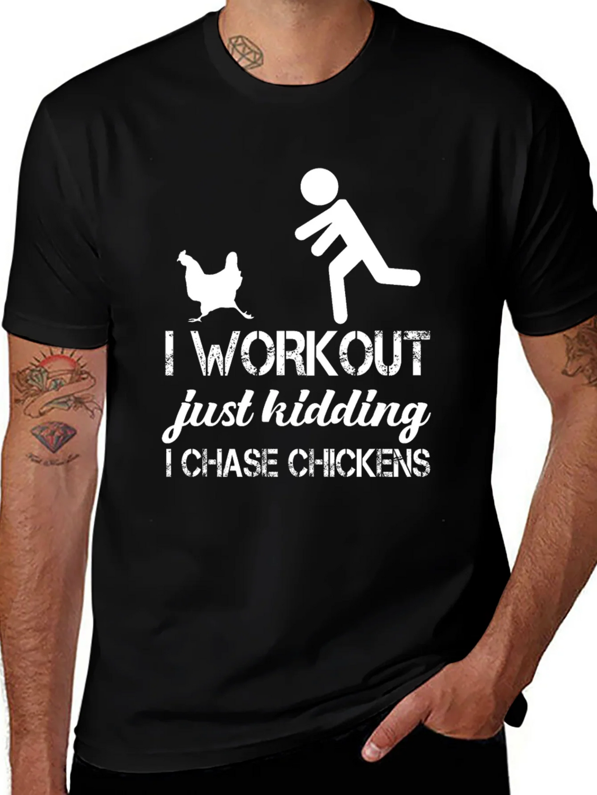 I Chase Chickens Graphic T-Shirt - Funny Workout Tee product image 1