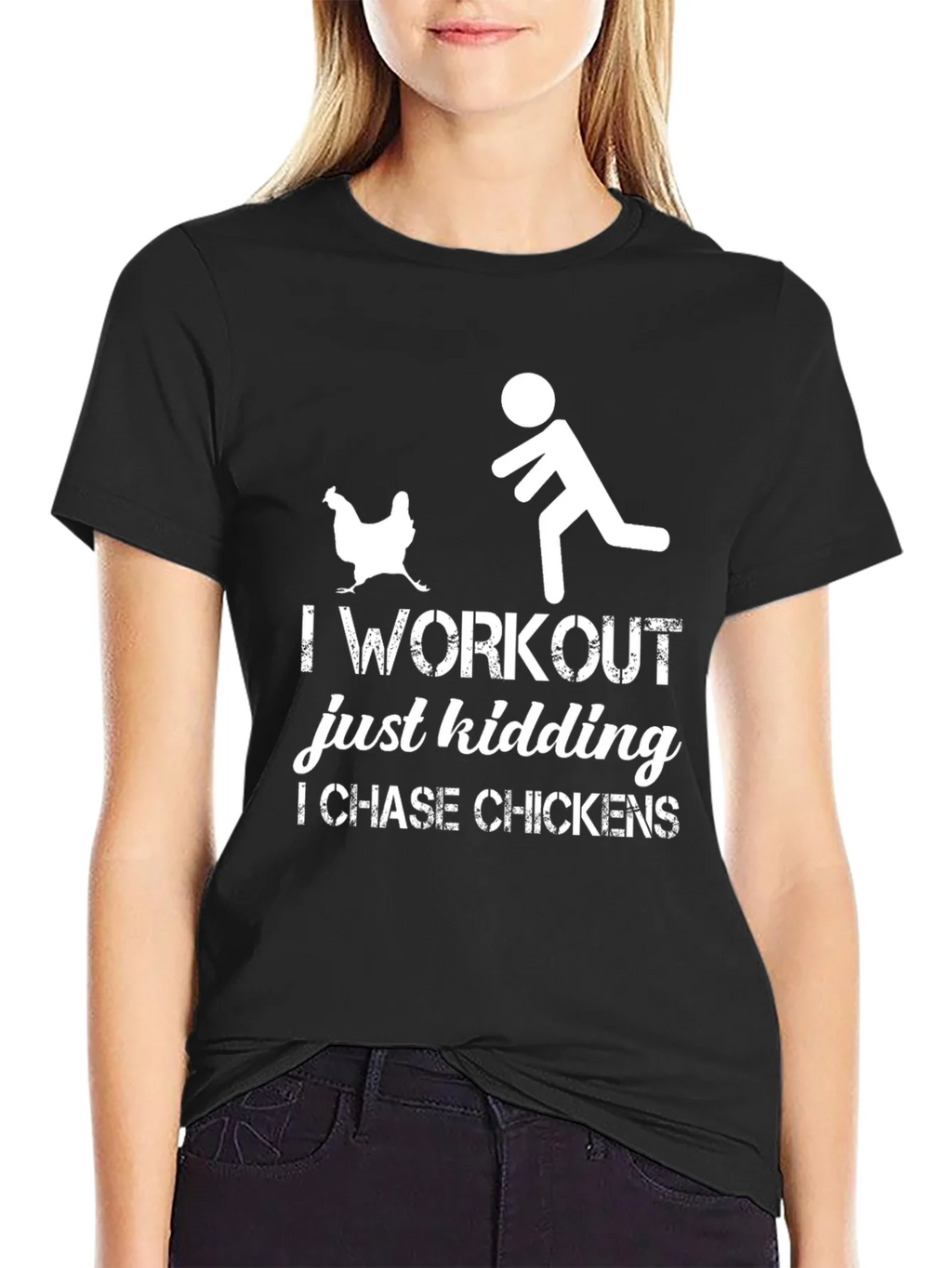 I Chase Chickens Graphic T-Shirt - Funny Workout Tee product image 2