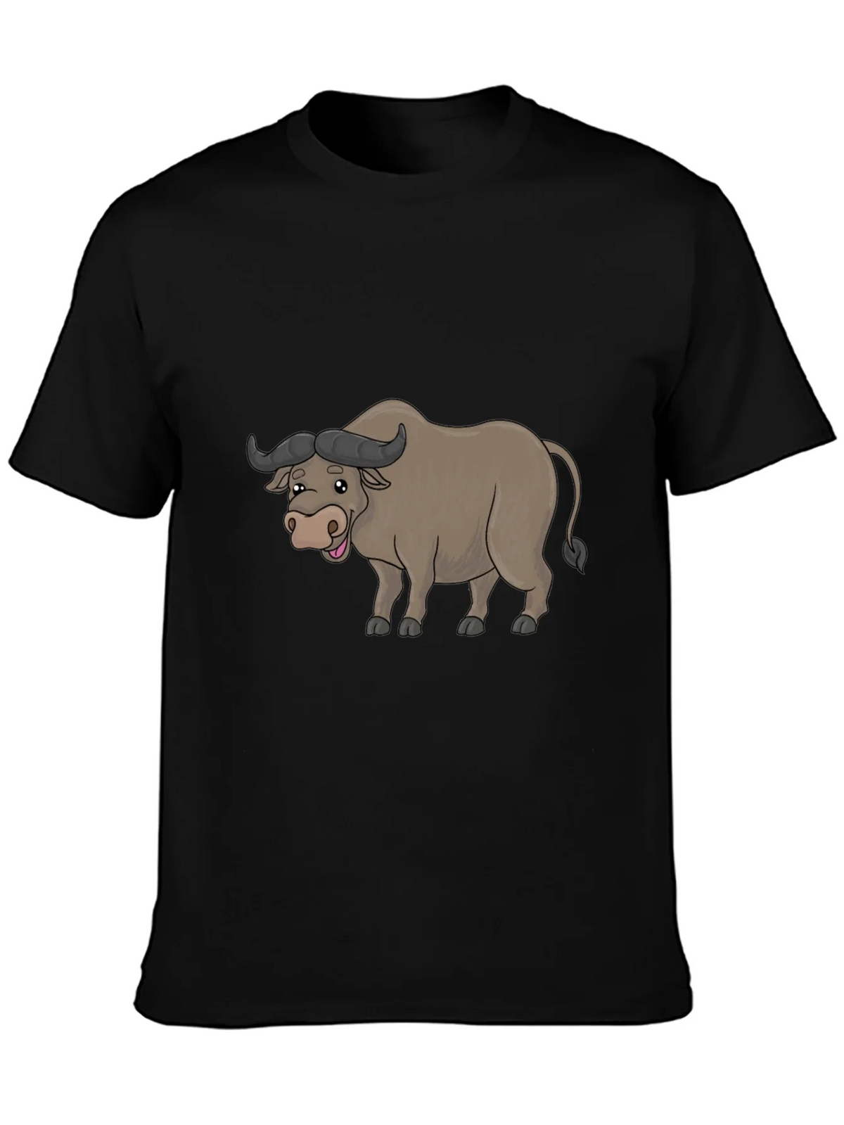 Funny Buffalo Cartoon Black T-Shirt product image 3