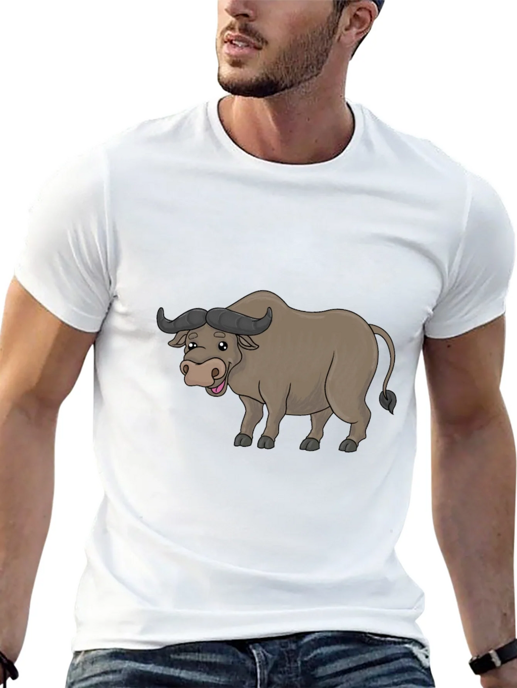 Funny Buffalo Cartoon Black T-Shirt product image 12