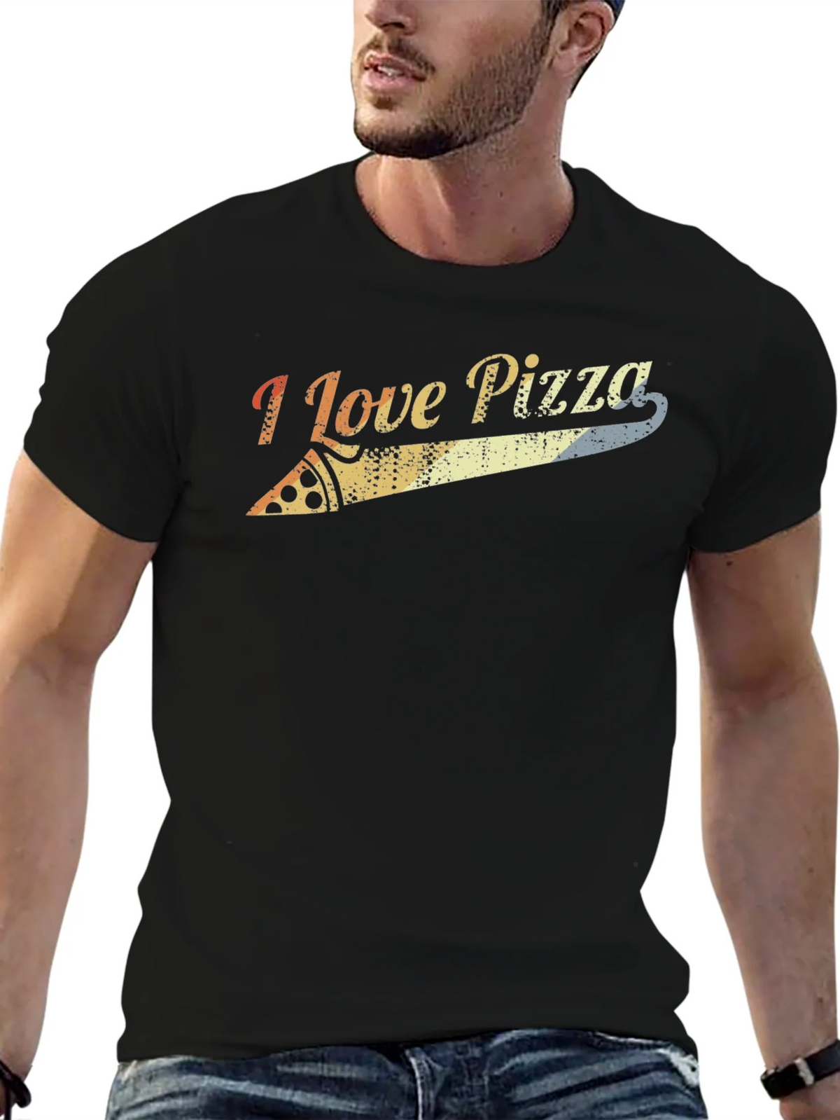 I Love Pizza Retro Graphic Tee - Black product image 6