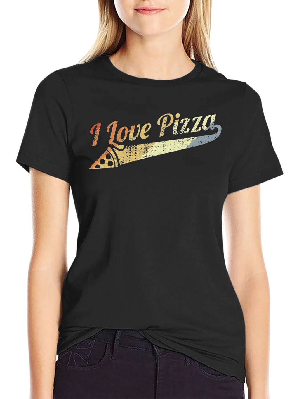 I Love Pizza Retro Graphic Tee - Black product image 2