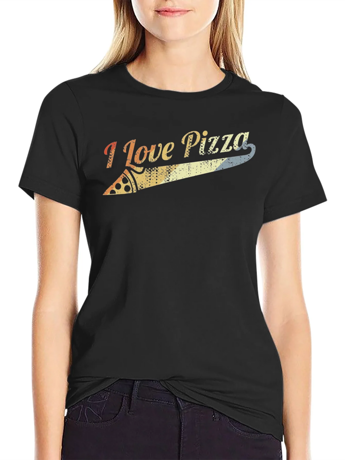 I Love Pizza Retro Graphic Tee - Black product image 2