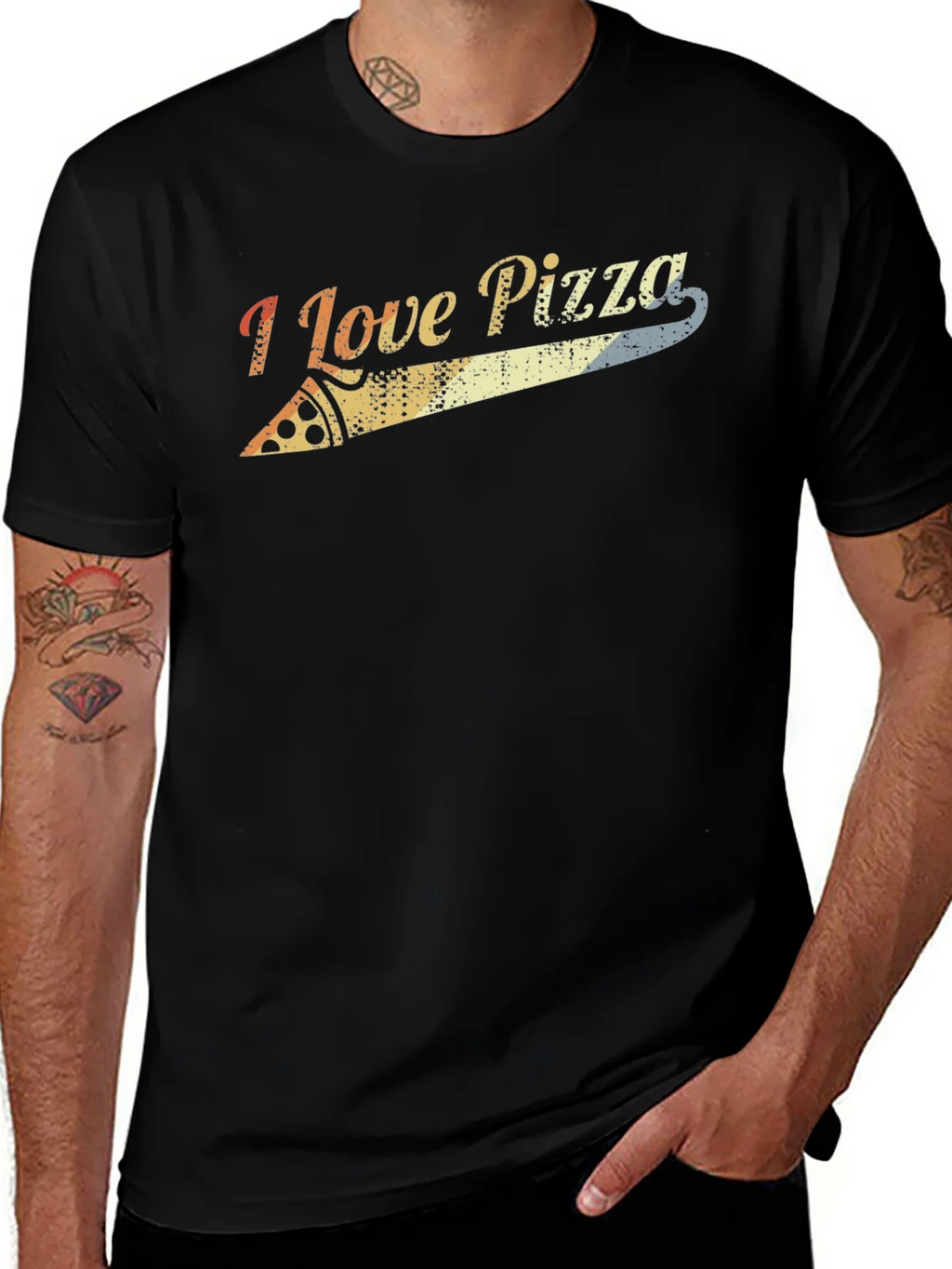 I Love Pizza Retro Graphic Tee - Black product image 1