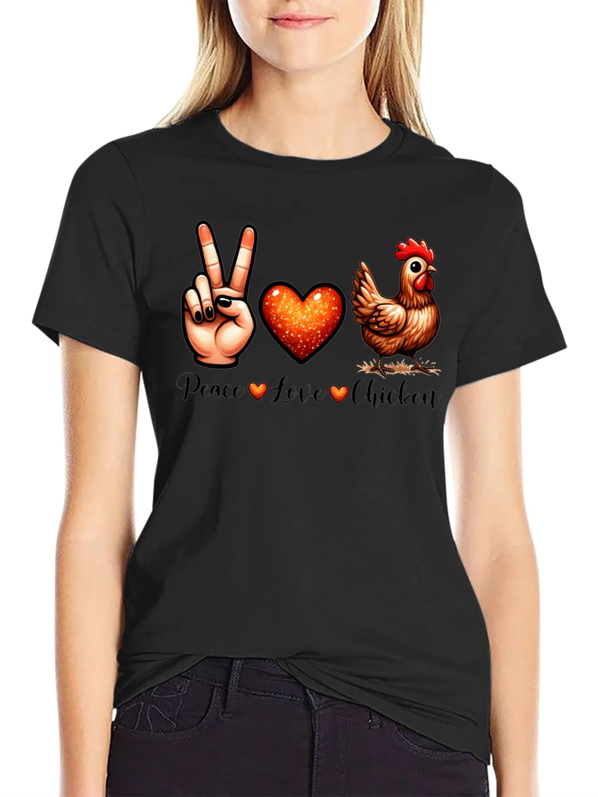 Peace Love Chicken T-Shirt product image 2