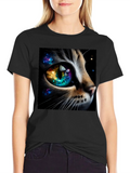 Cosmic Cat Eye T-Shirt - Unique Galaxy Design product image 1