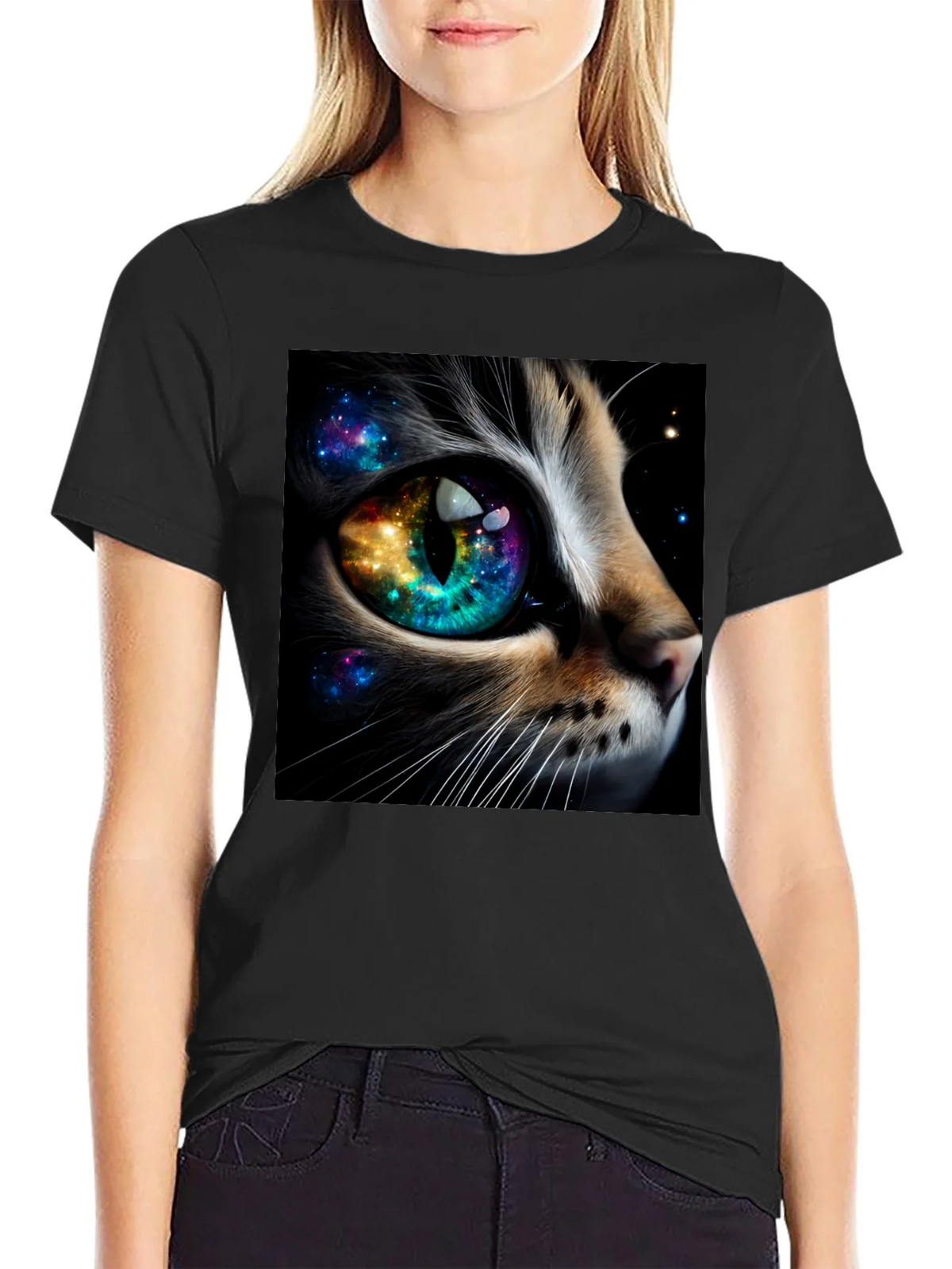 Cosmic Cat Eye T-Shirt - Unique Galaxy Design product image 1