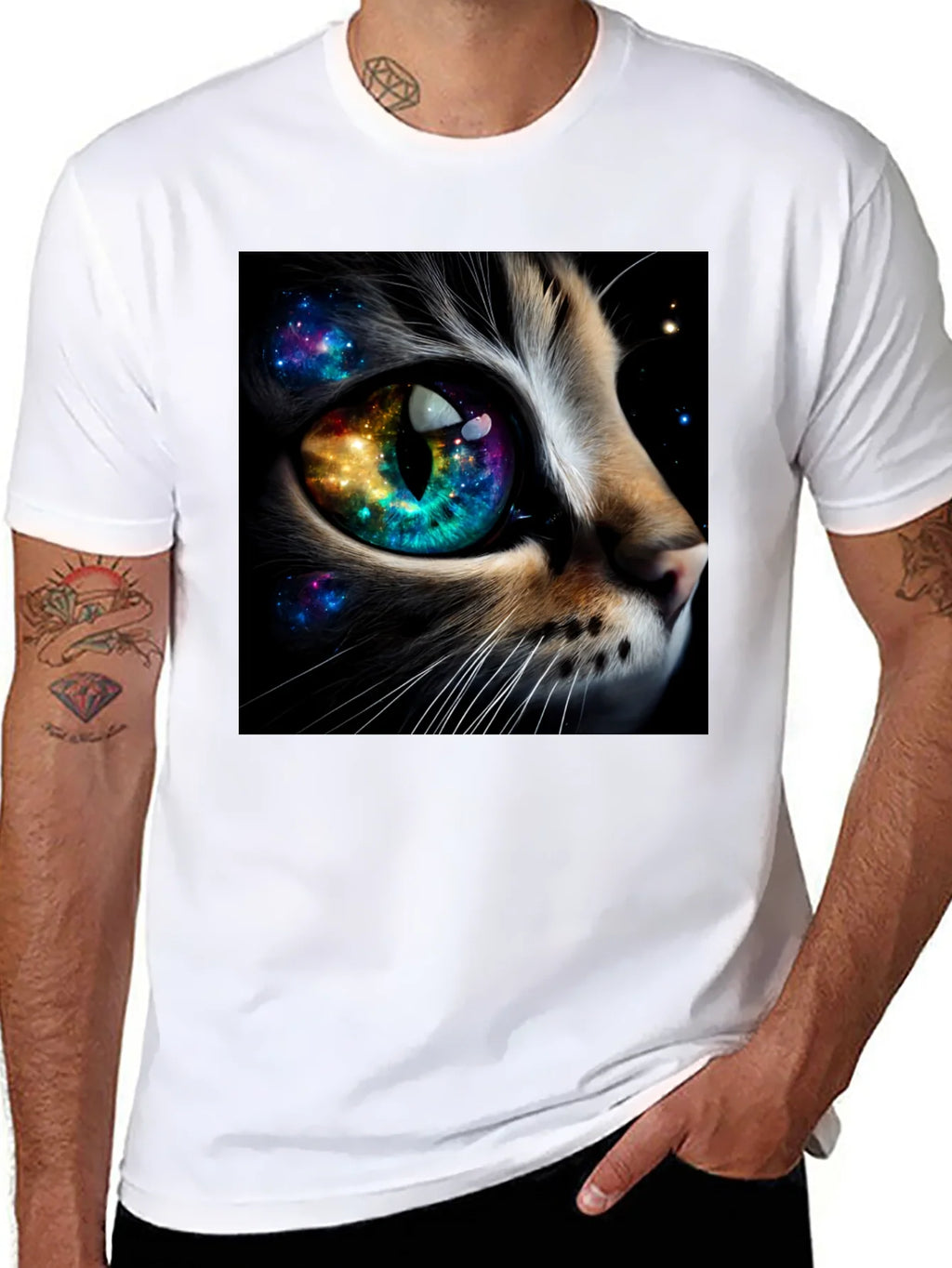 Cosmic Cat Eye T-Shirt - Unique Galaxy Design product image 4