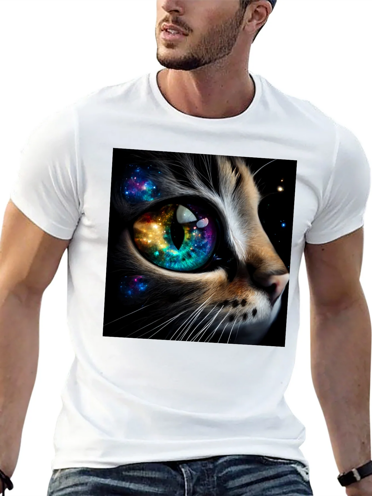 Cosmic Cat Eye T-Shirt - Unique Galaxy Design product image 7