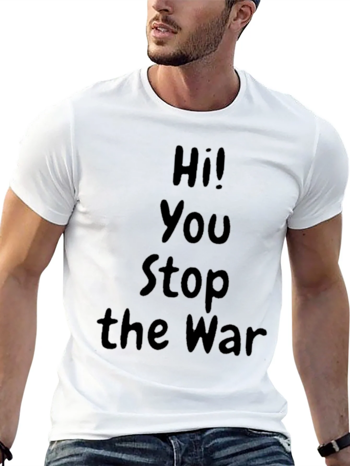 Black Hi! You Stop the War Graphic T-Shirt product image 10