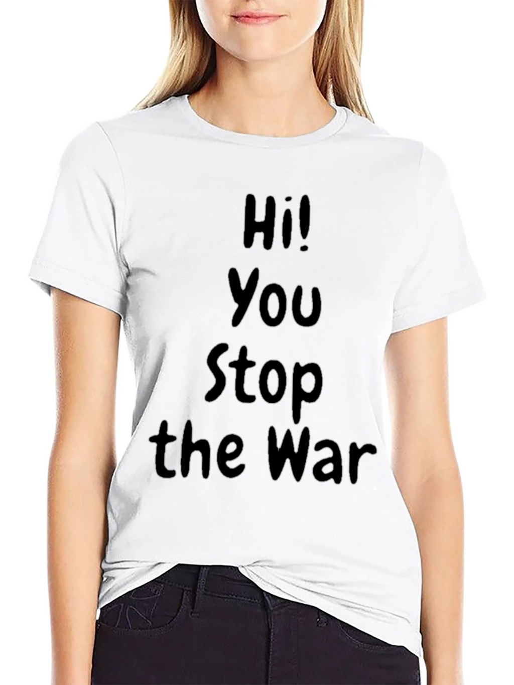 Black Hi! You Stop the War Graphic T-Shirt product image 6