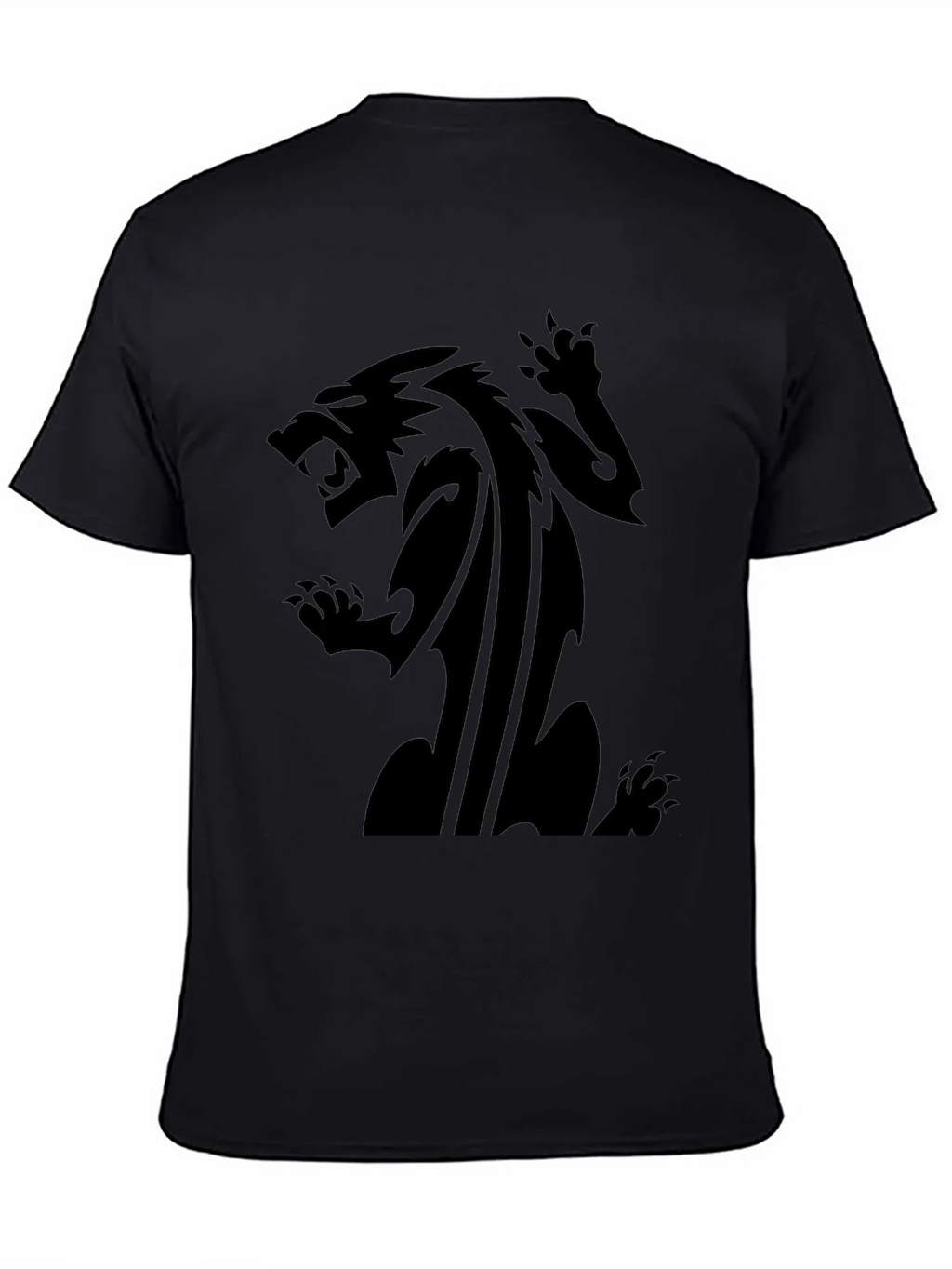 Mens Black T-Shirt with Fierce Animal Graphic product image 4