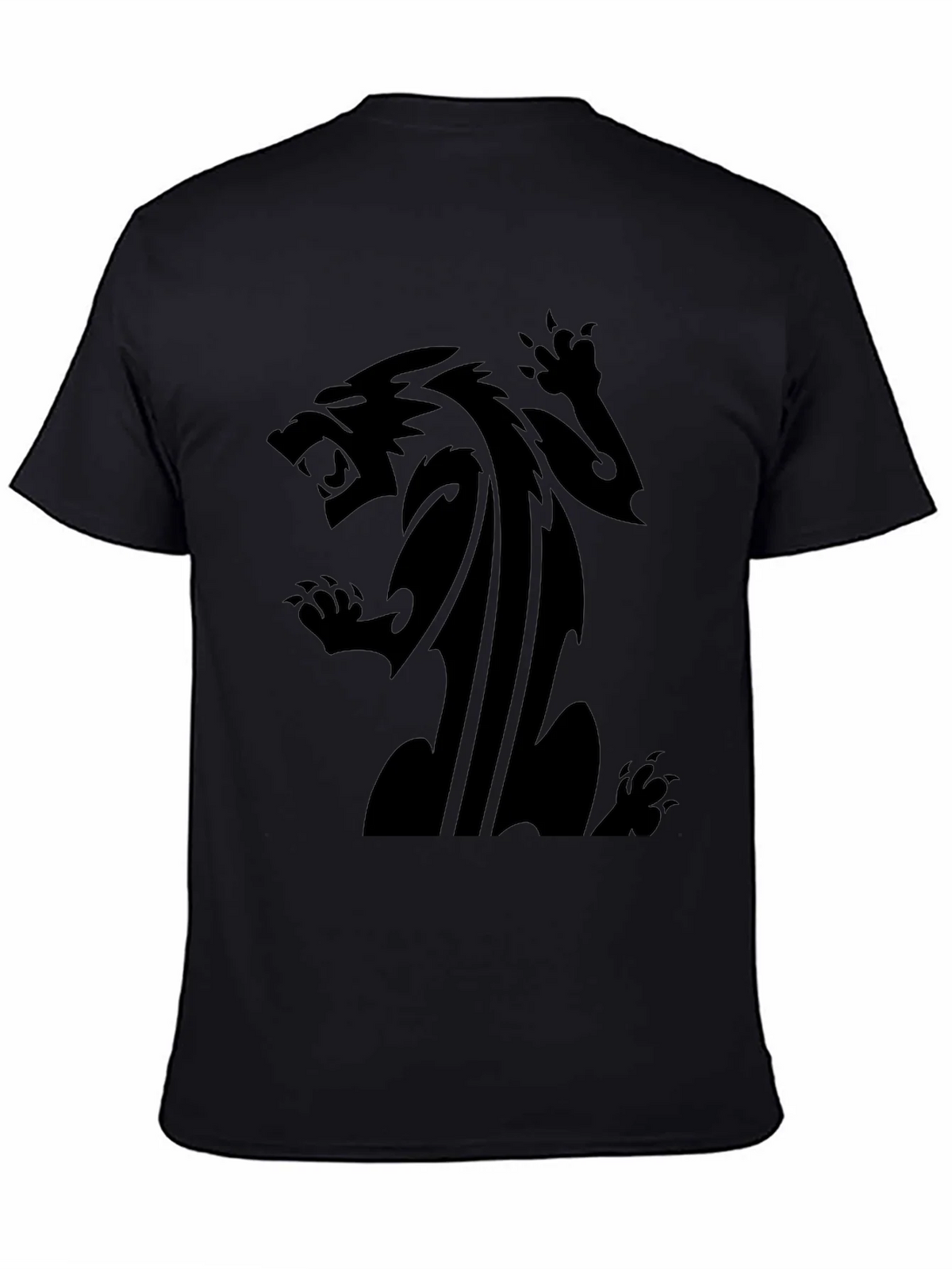 Mens Black T-Shirt with Fierce Animal Graphic product image 4
